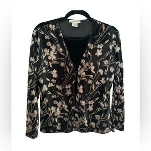 #278. Vintage Notations Beaded Flower Velvet Blazer size M